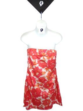 Unbrand Strapless Floral Cute Chic Women's Zipper Close Mini Dress Size Medium